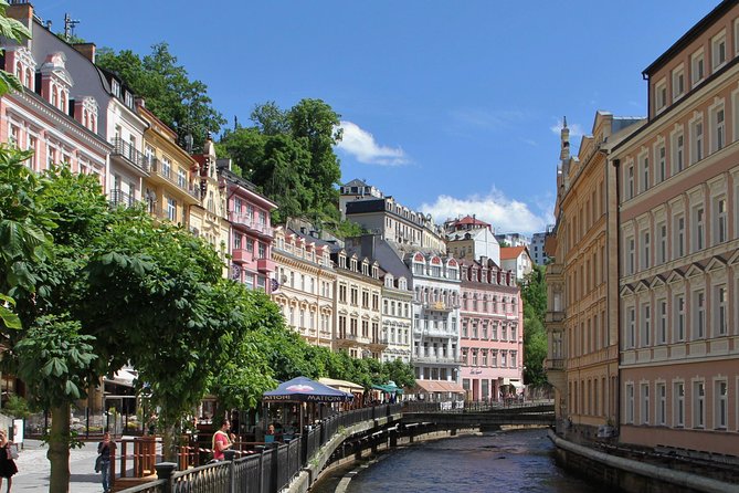 Karlovy Vary including Watchtower and Funicular from Prague - Vřídlo and the famous hot spring