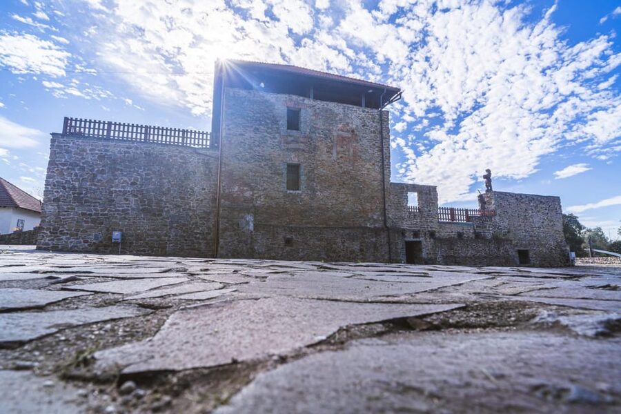 Ostrava: Entrance to Silesian Ostrava Castle - The courtyard, fortress, and tower