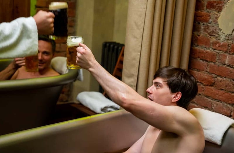 Prague: Beer and Wine Spa Bath with Salt Cave Experience - The salt cave and the fireplace finish