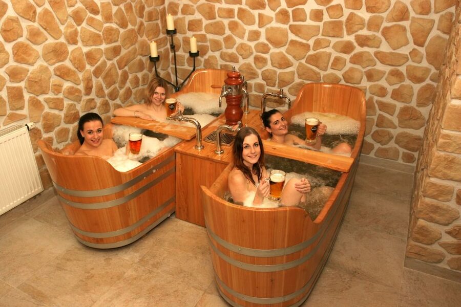 Prague: Beer Spa Bernard with Beer and Massage Option - Entering the private room at Hotel Prague Center Plaza