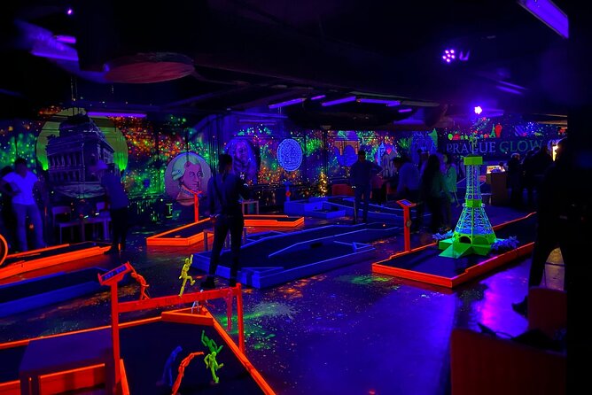 Prague Black Light Mini Golf Admission Ticket - The extra games change the value