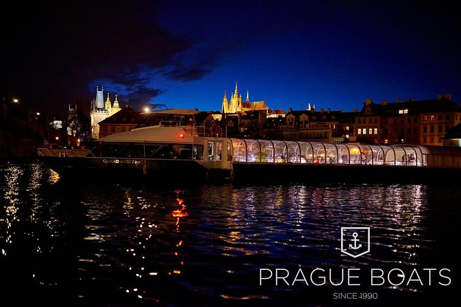 Prague Boats 3-hours Crystal Dinner Cruise - Prague by boat after sunset