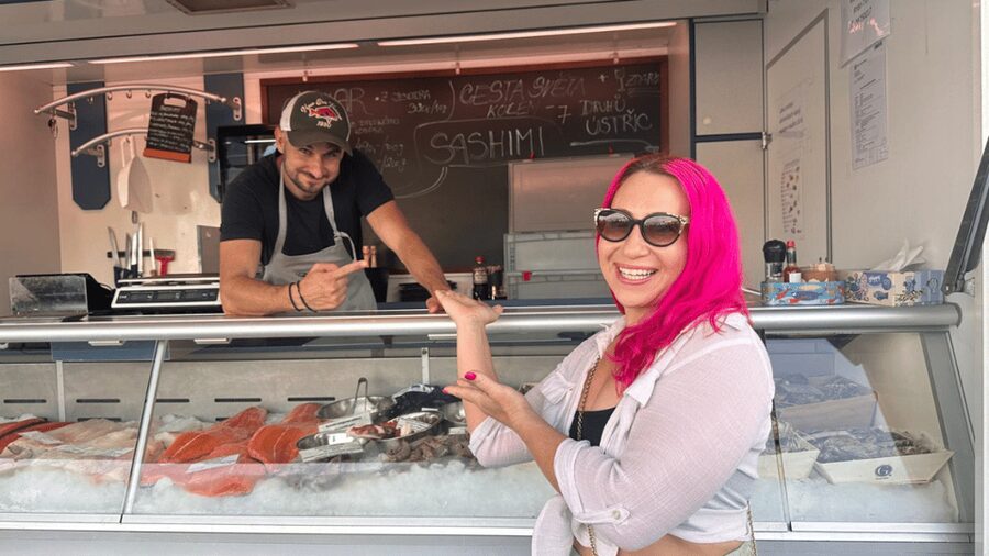 Prague: Farmers Market and Brunch Class with Celebrity Chef - Prosecco, coffee, and a long table
