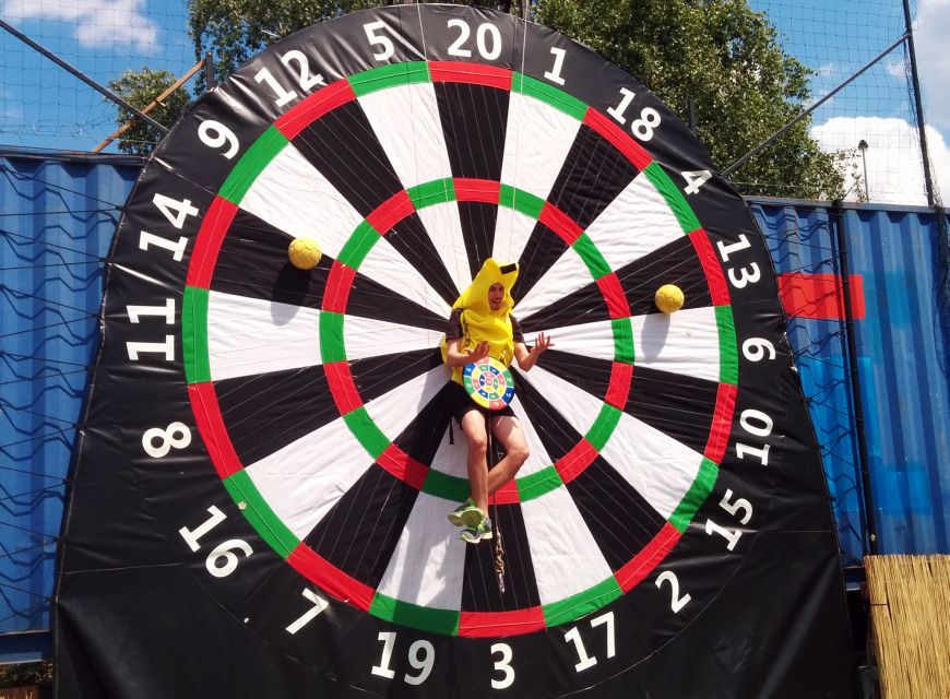 Prague : Giant Foot Darts and Giant Beer Pong Game - A playful break from Prague’s old town