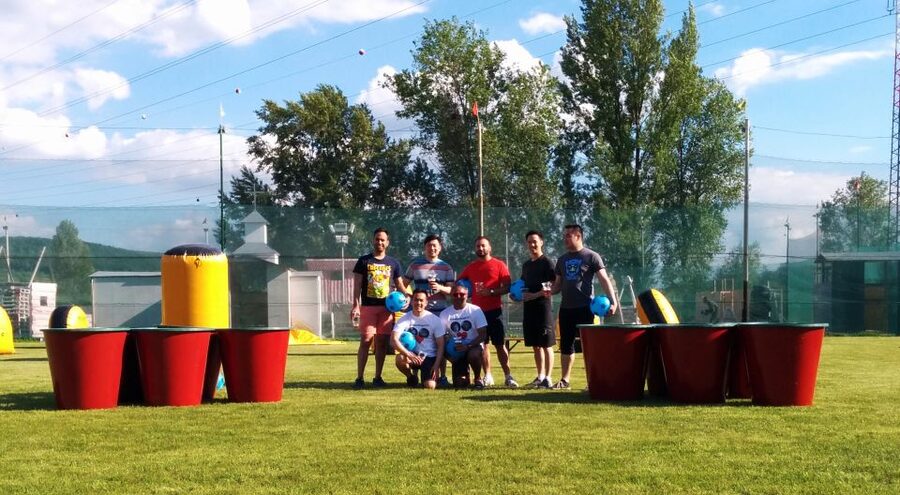 Prague : Giant Foot Darts and Giant Beer Pong Game - Giant foot darts: football replaces the dart