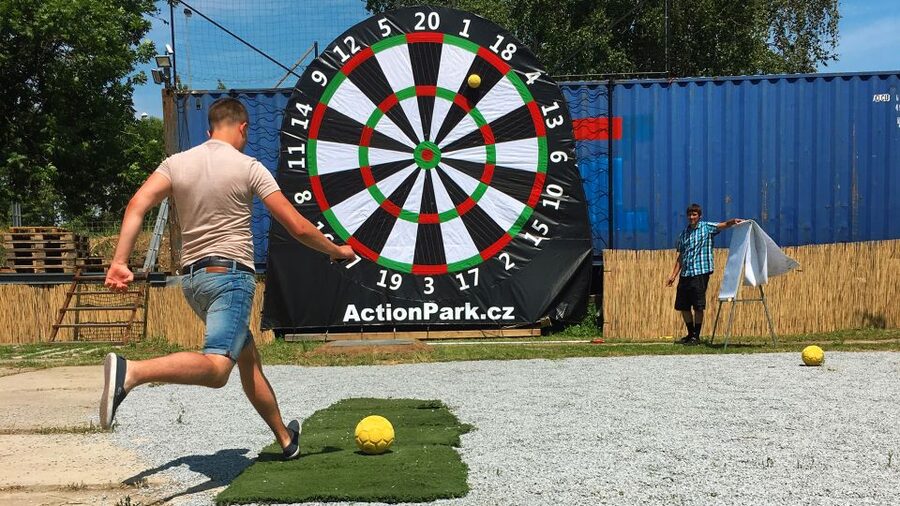 Prague: Giant Football Darts Game with Round of Beers & BBQ - Kicking off with a giant football dartboard