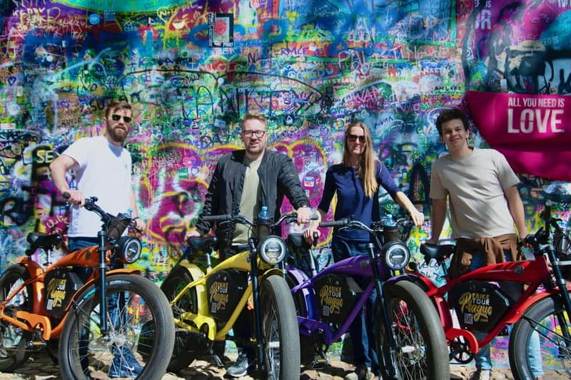 Prague: Grand City Tour on Fat e-Bike - John Lennon Wall and the ride home