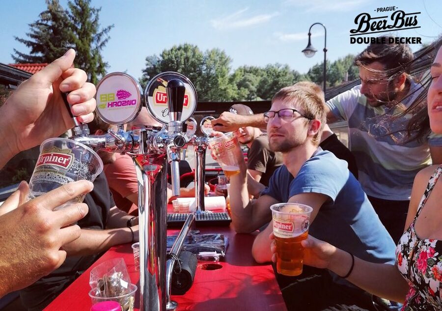 Prague: Party Beer Bus - Beer on a moving bus: the practical reality