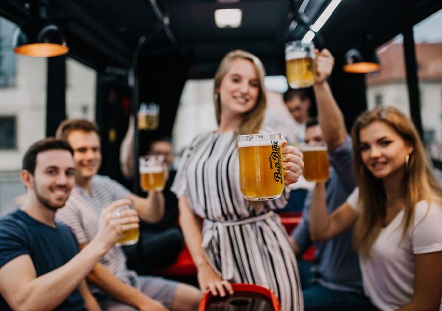 Prague: Party Beer Bus - The ride through Prague and the first city views