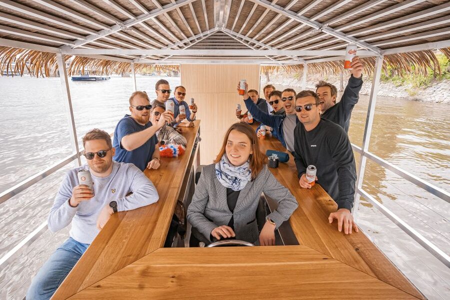 Prague: Party Tiki Boat Sightseeing Cruise with Drinks - Rain or shine, with a few comfort limits