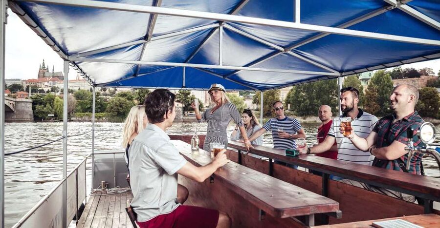Prague: Private Cycle Boat River Tour with Beer or Prosecco - What happens during the 90-minute ride