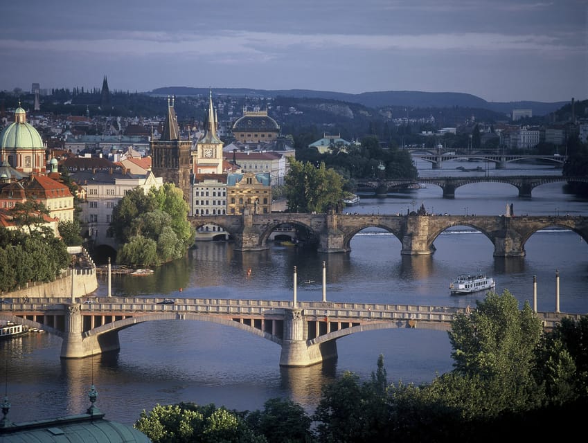 Prague: River Cruise with Transfer to Pier - Petřín Tower above the rooftops