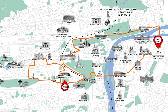 Prague Segway & E-Scooter Grand City Tour - Petrin Gardens and the descent to Lesser Town