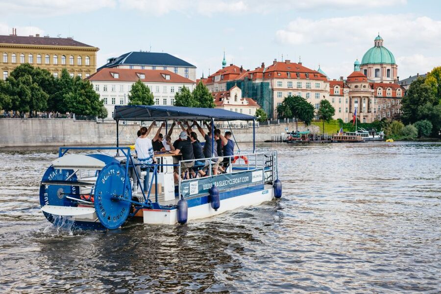 Prague: Swimming Beer Bike on A Cycle Boat - Kampa Island and the route toward the finish