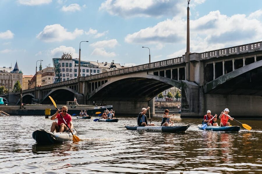 Prague: Vltava River Guided Canoeing Tour - Passing the National Theatre and Dancing House