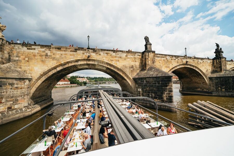 Prague: Vltava River Lunch Cruise in an Open-Top Glass Boat - The Dancing House and the city beyond the postcards