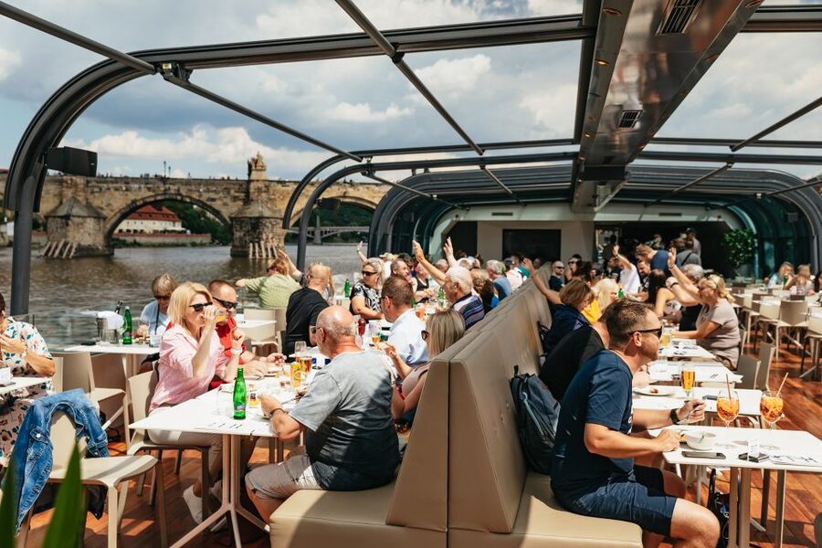 Prague: Vltava River Lunch Cruise in an Open-Top Glass Boat - Commentary is online, so plan to use your phone