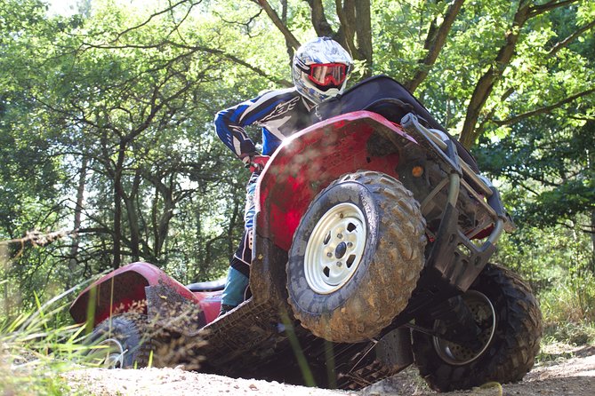 Quad ride adventure Prague - Getting suited up with helmet, goggles, and gloves