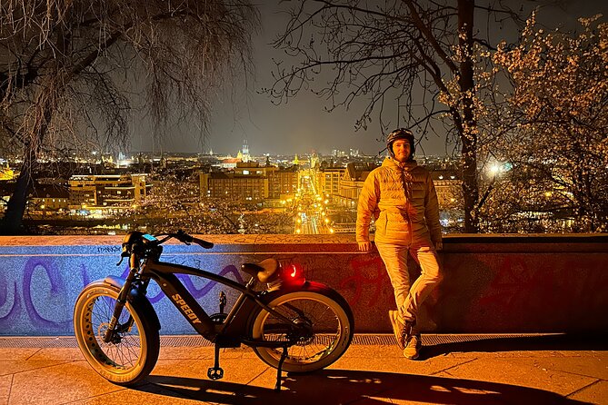Retro Style E-Bike Night Tour in Prague - Live Guided - Prague Castle and Strahov Monastery from outside