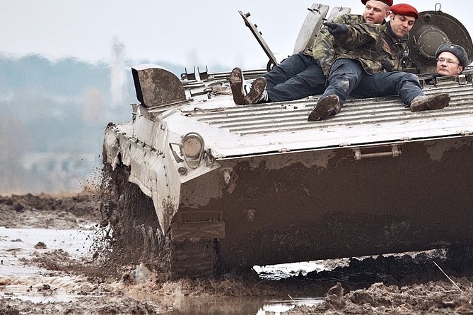 Ride in a BMP tank and military garage tour Prague - Clothing, comfort, and the rough ride